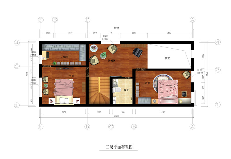 二层彩色平面布局图