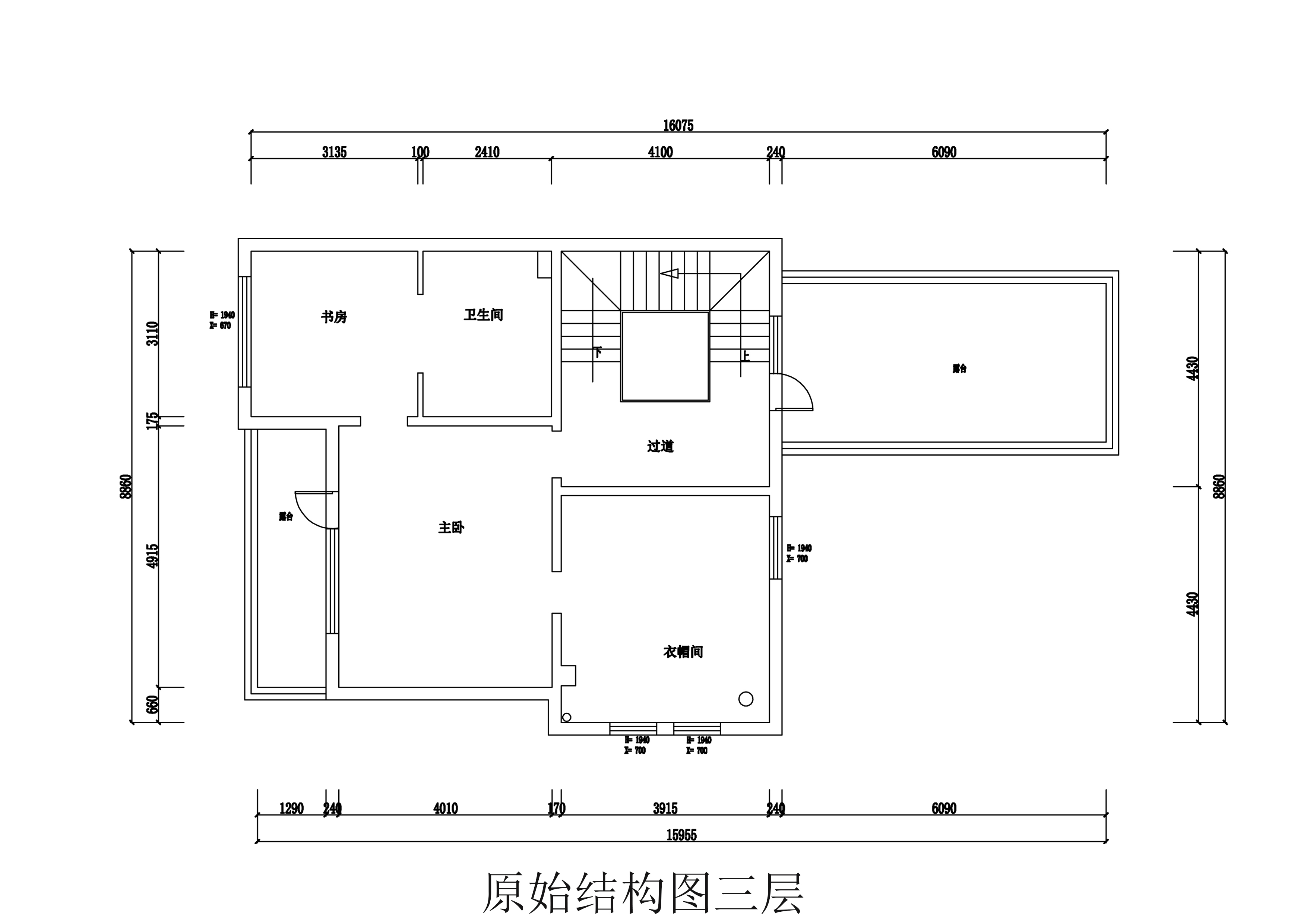 三层原始平面图