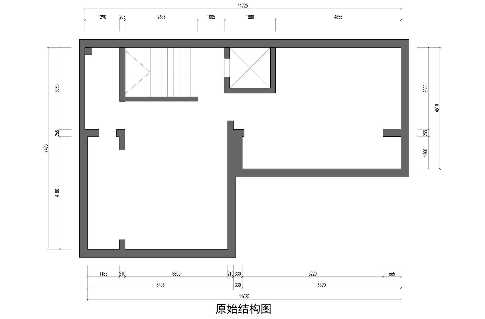 负一层原始结构图